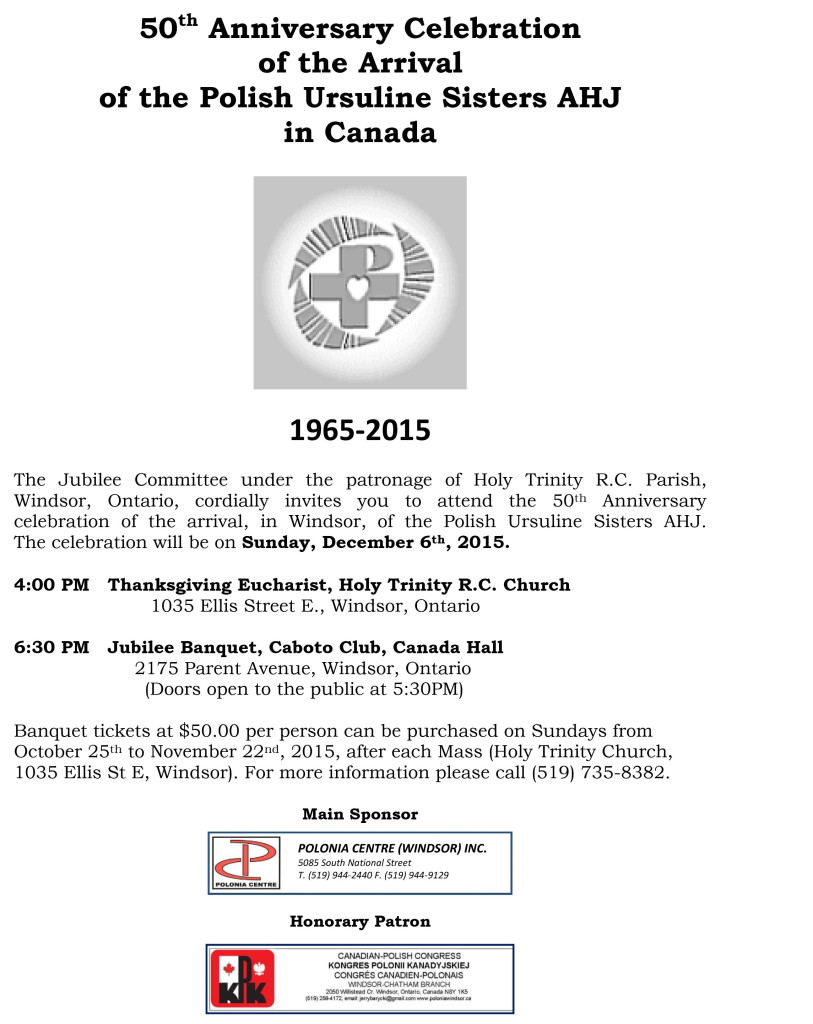 50th Anniversary Celebration of the Arrival of the Polish Ursuline Sisters AHJ in Canada ( English )-1