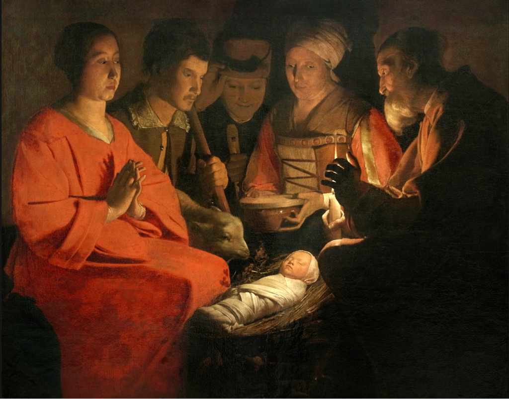 Georges de La Tour - Adoration of the Shepherds, 1644. Oil on Canvas, 107cm x 137 cm. Louvre Museum, Paris